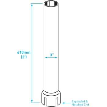 Exhaust Chrome Stack / Straight / Expanded Notched End / 3" x 24"